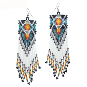 Bohemian Handmade Beaded Long Tassel Earrings