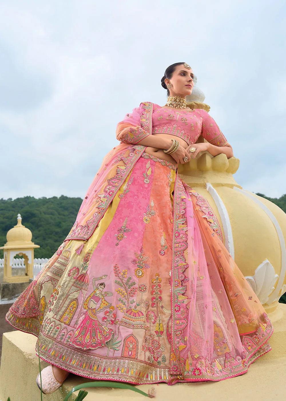 Bridal Multicolor Heavy Embroidered Designer Lehenga Choli