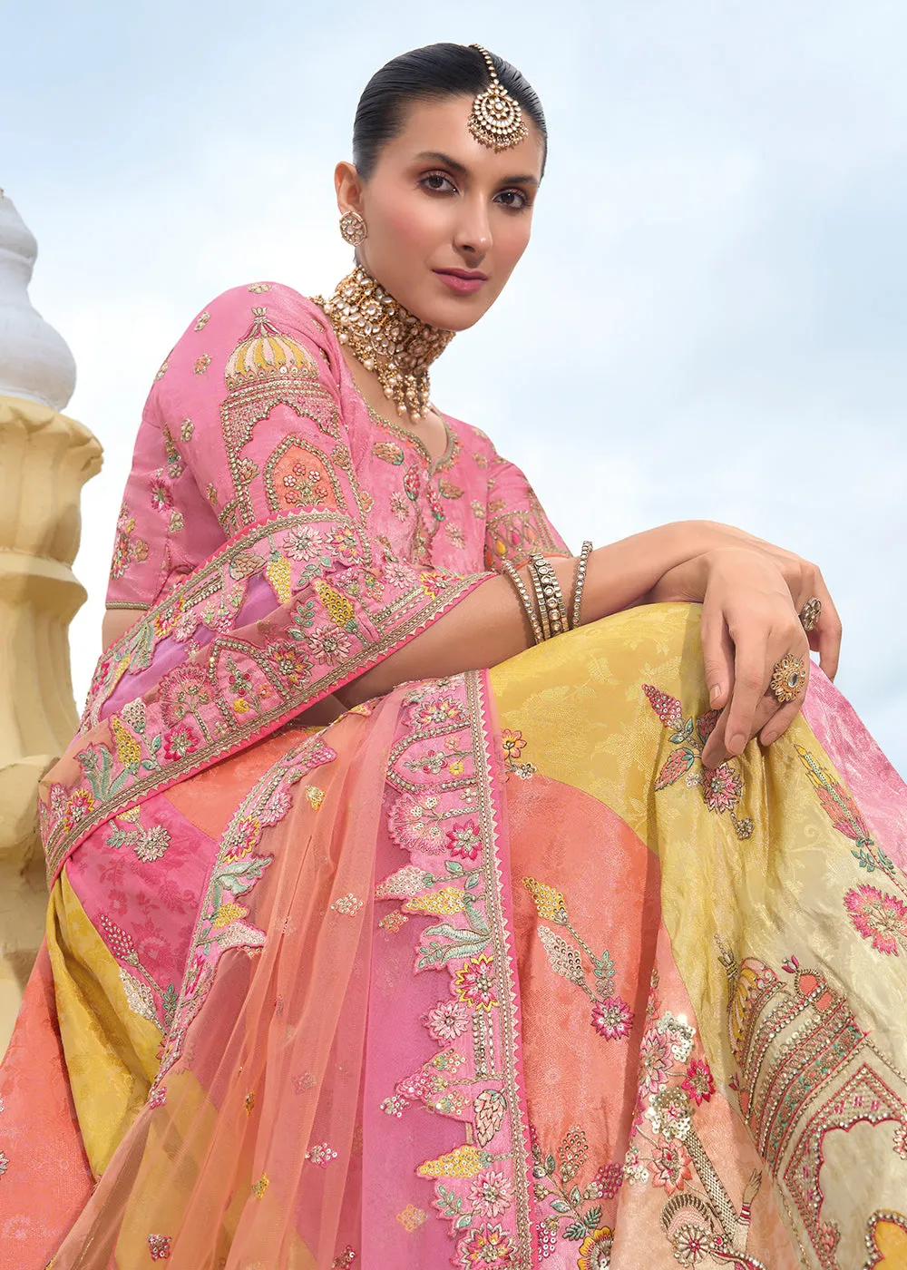 Bridal Multicolor Heavy Embroidered Designer Lehenga Choli