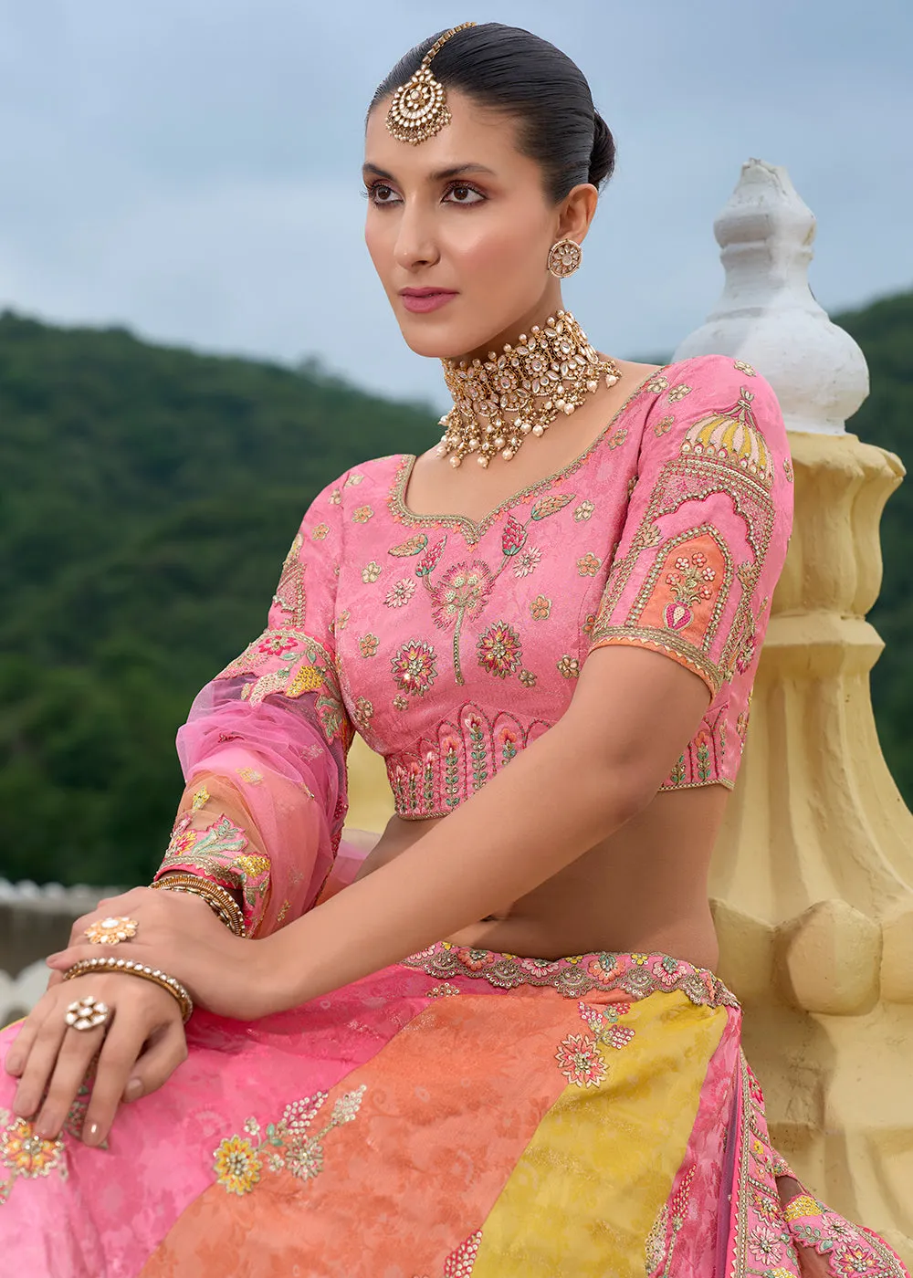Bridal Multicolor Heavy Embroidered Designer Lehenga Choli