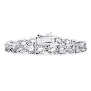 Bridal Romantic CZ Infinity Tennis Bracelet in Sterling Silver 7.5 Inches