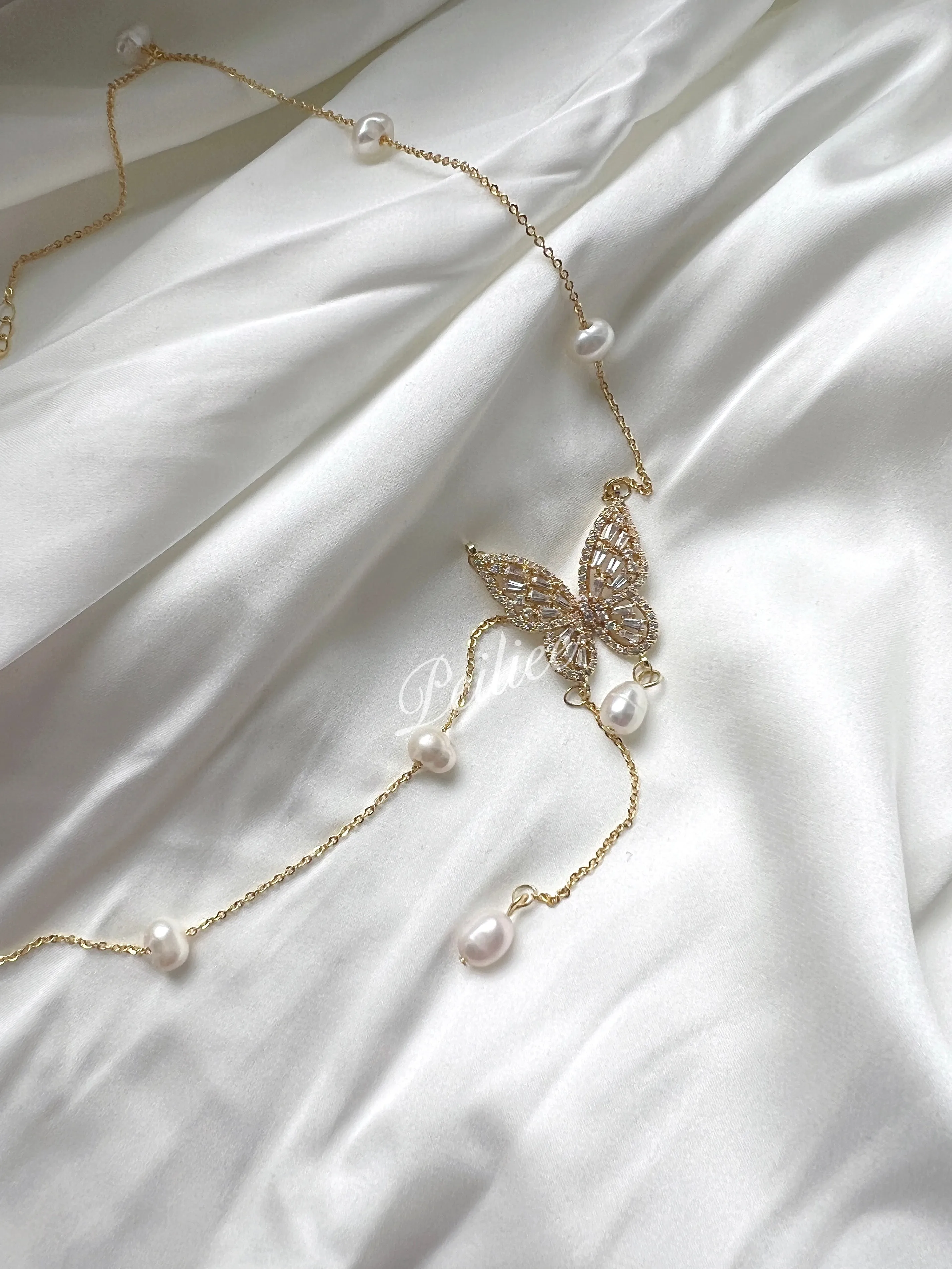 Butterfly dreams lucky charm freshwater pearl necklace