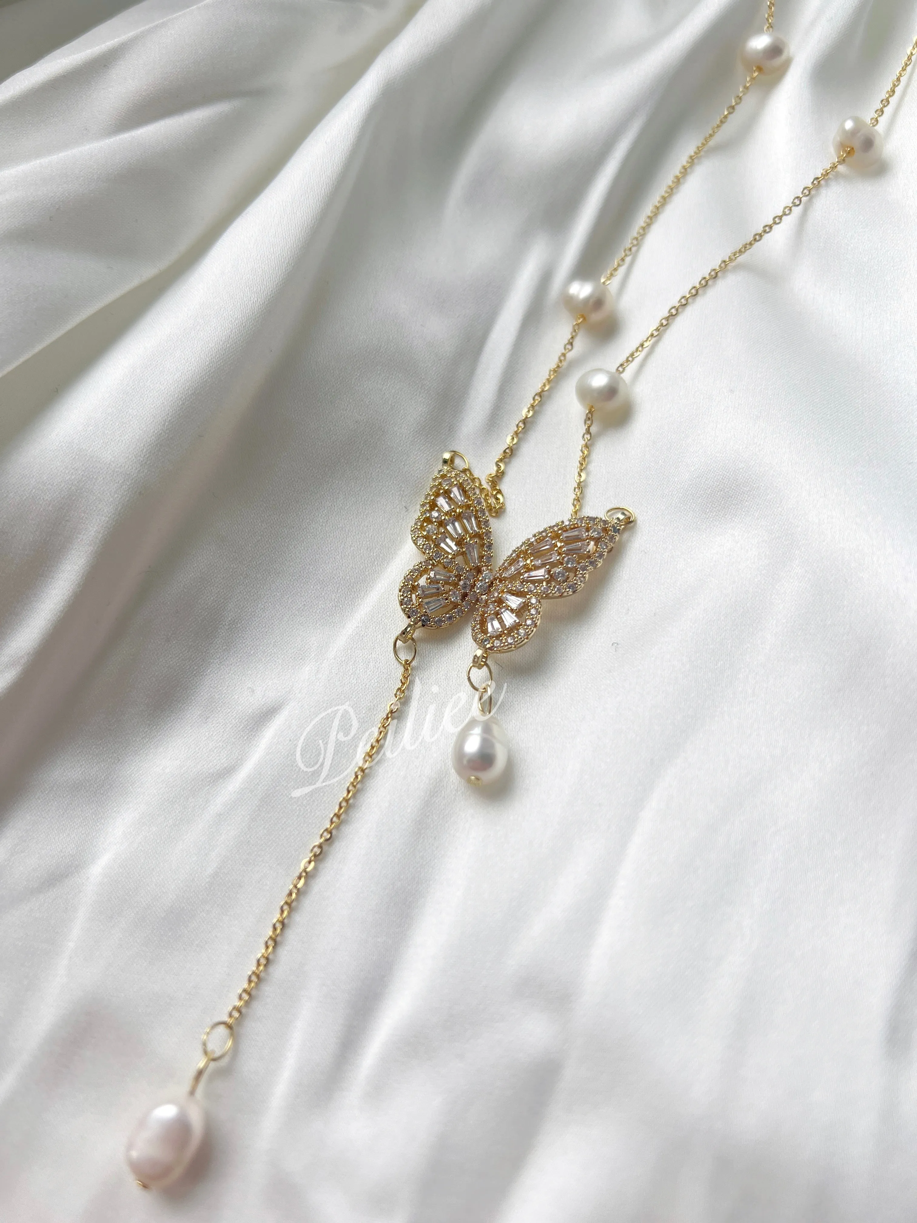Butterfly dreams lucky charm freshwater pearl necklace