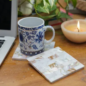 Casper Square Mother Of Pearl Coaster - Set Of Two
