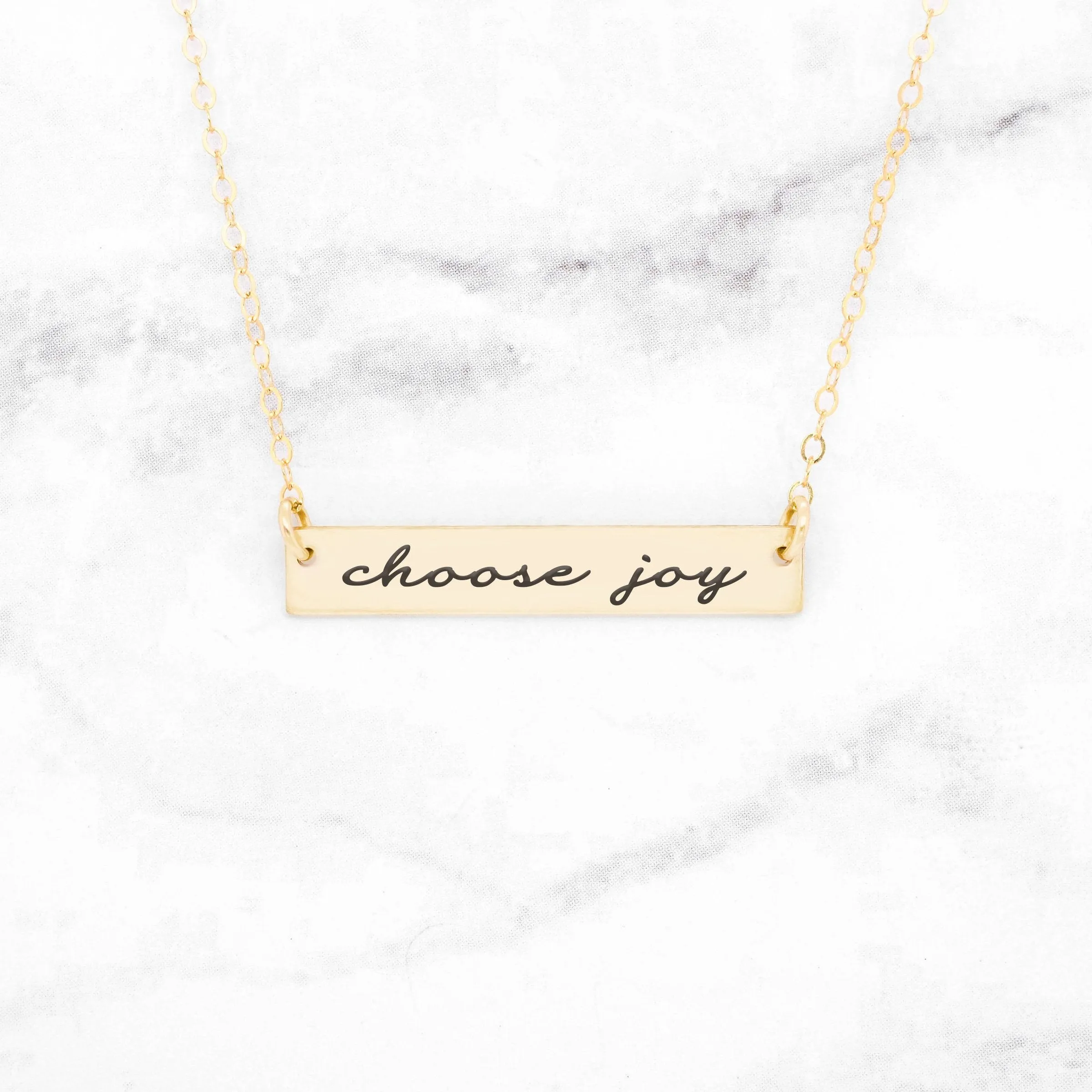Choose Joy - Rose Gold Quote Bar Necklace