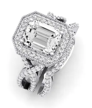 Clover - Emerald Lab Diamond Bridal Set (IGI Certified)