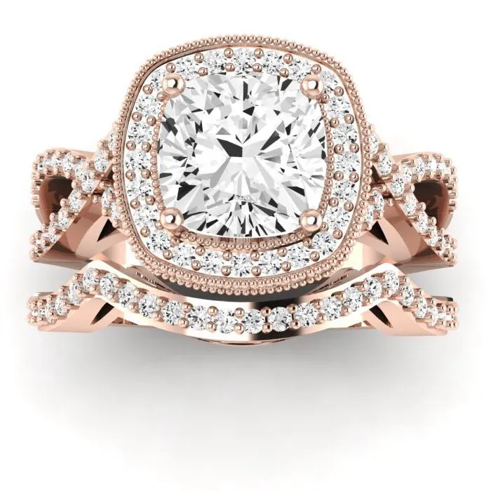 Clover - GIA Natural Cushion Diamond Bridal Set