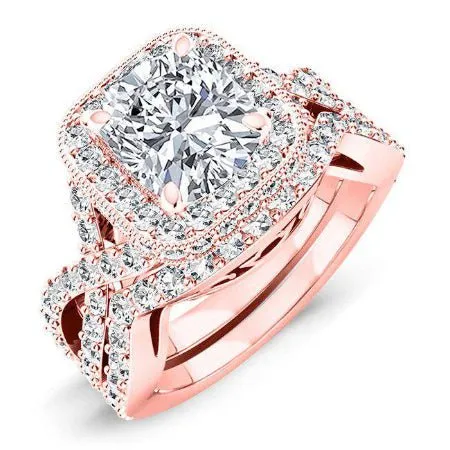 Clover - GIA Natural Cushion Diamond Bridal Set