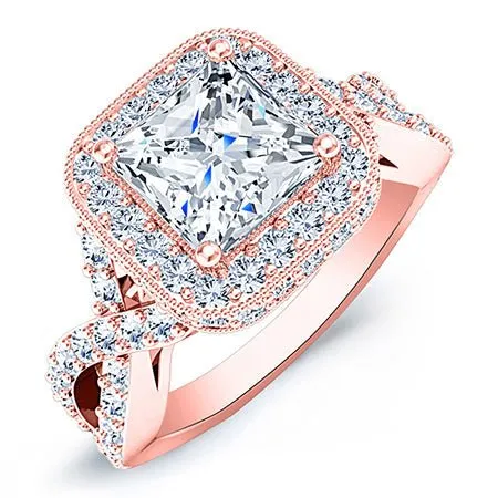 Clover - GIA Natural Princess Diamond Bridal Set