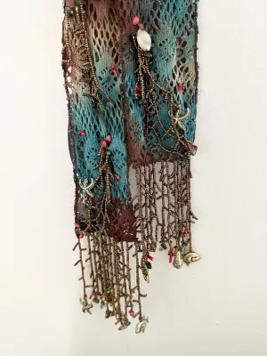 Colorful Boho Mermaid Designer Fringe Beaded Skinny Scarf