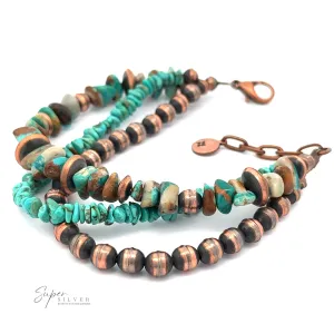 Copper and Turquoise Native American Beaded Bracelet