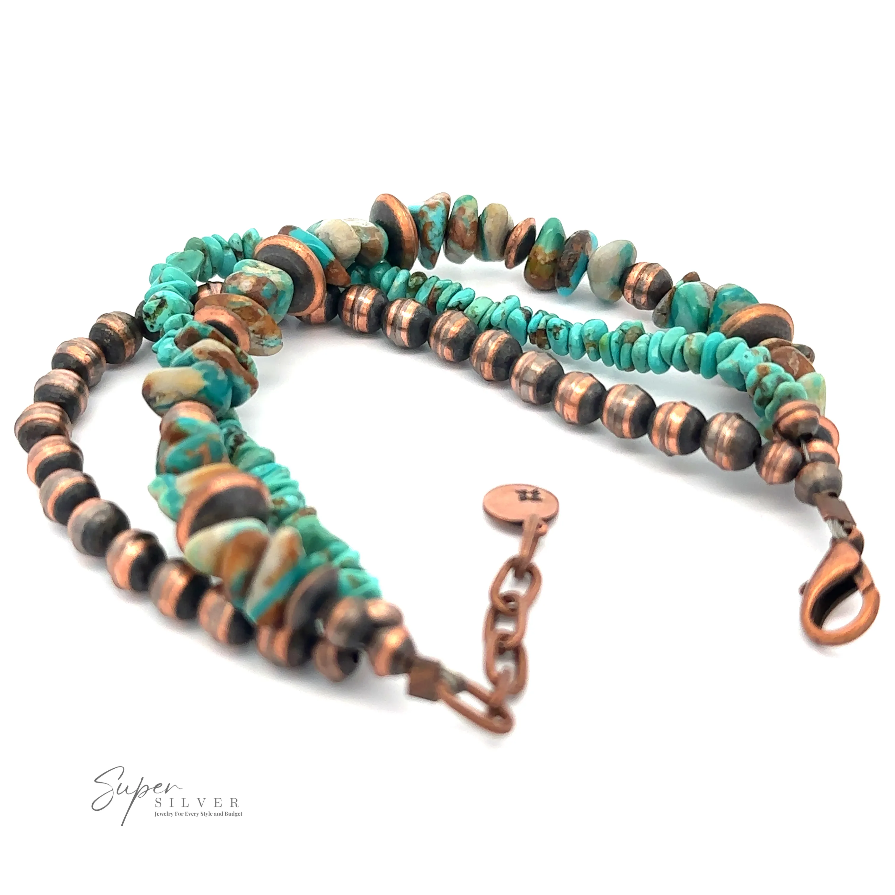 Copper and Turquoise Native American Beaded Bracelet