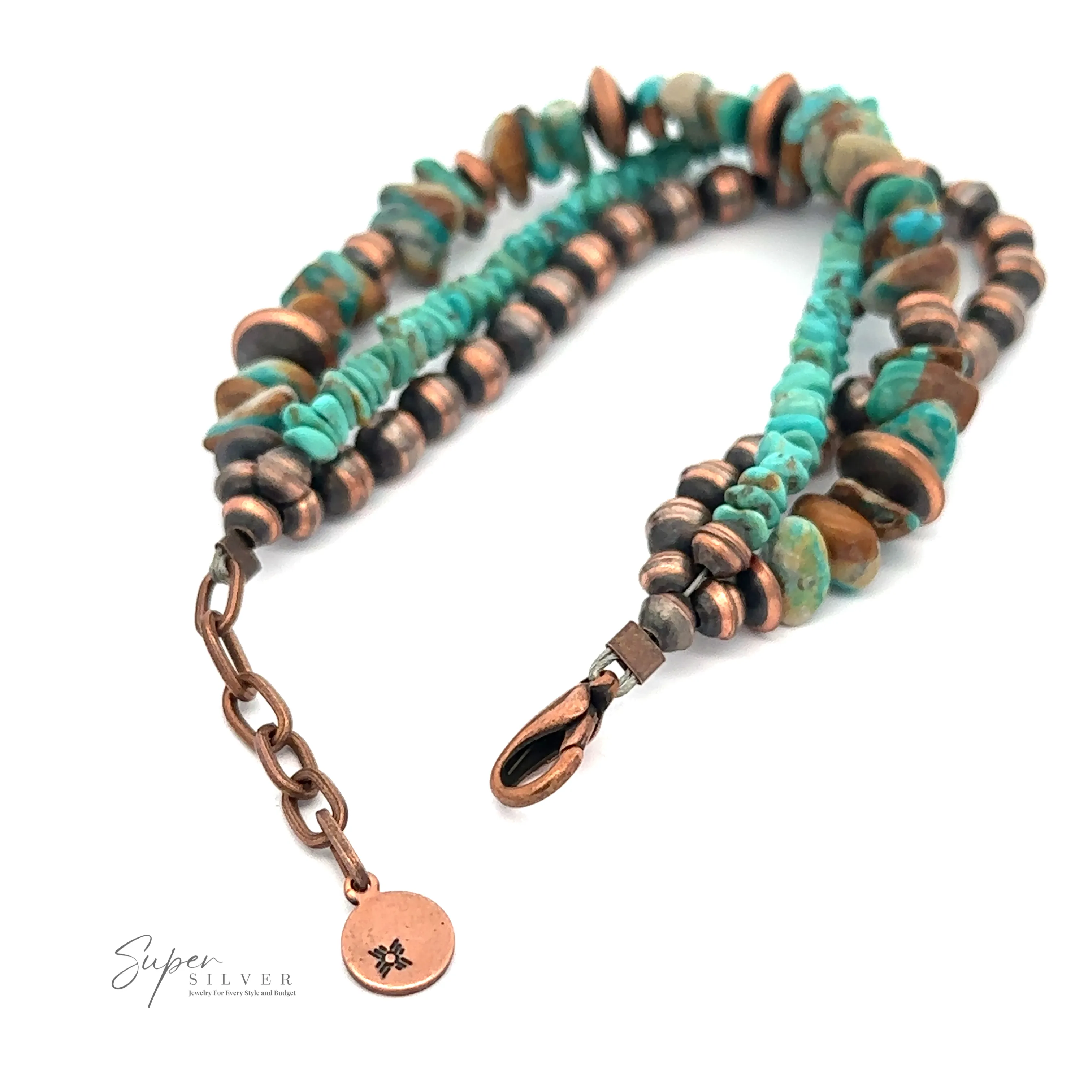 Copper and Turquoise Native American Beaded Bracelet