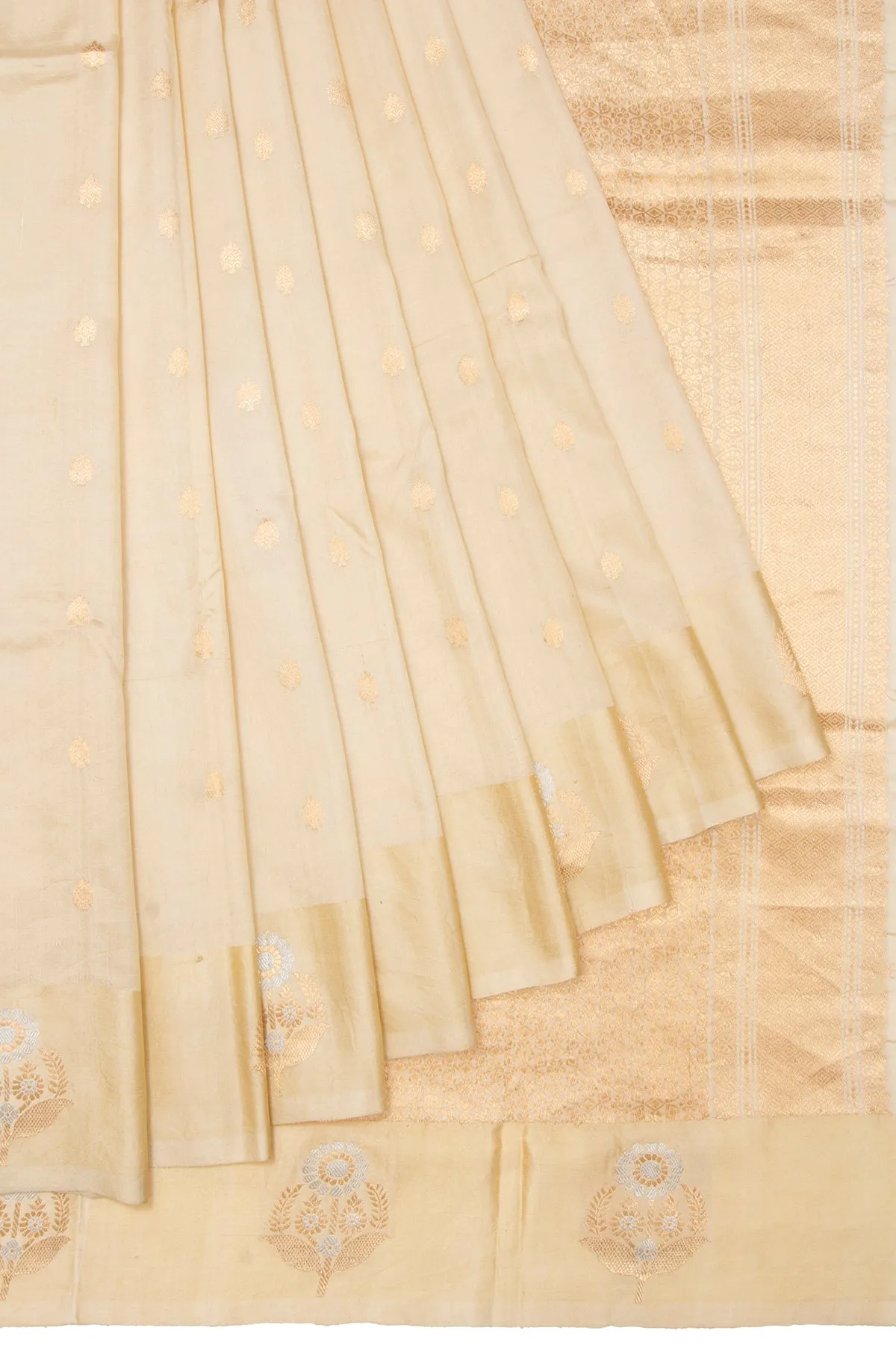 Cream Banaras Katan Saree