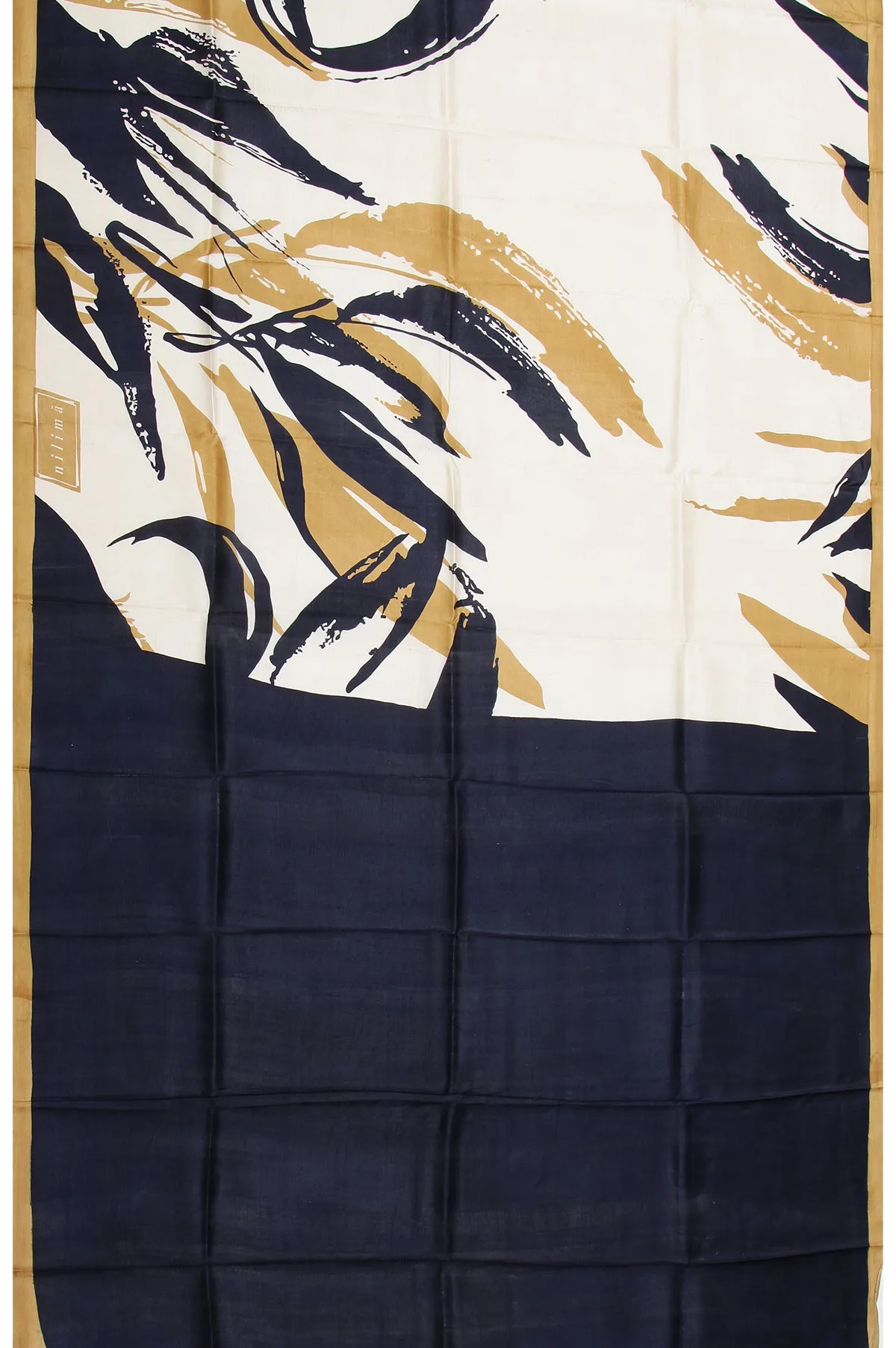 Cream Pure Silk Saree with Sandal Border and Abstract Design