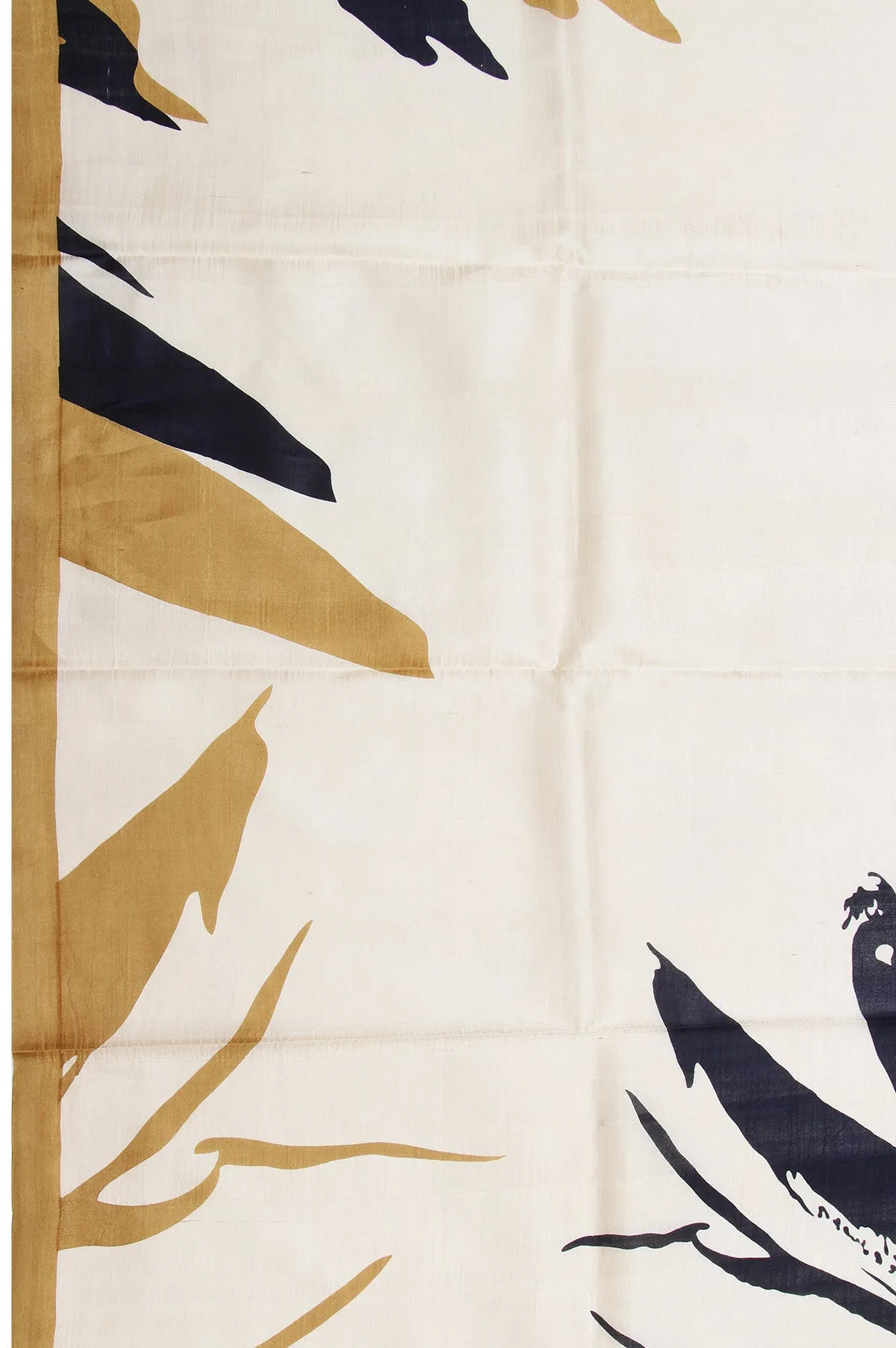 Cream Pure Silk Saree with Sandal Border and Abstract Design