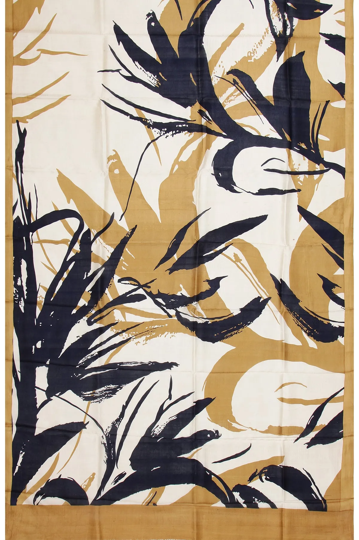Cream Pure Silk Saree with Sandal Border and Abstract Design
