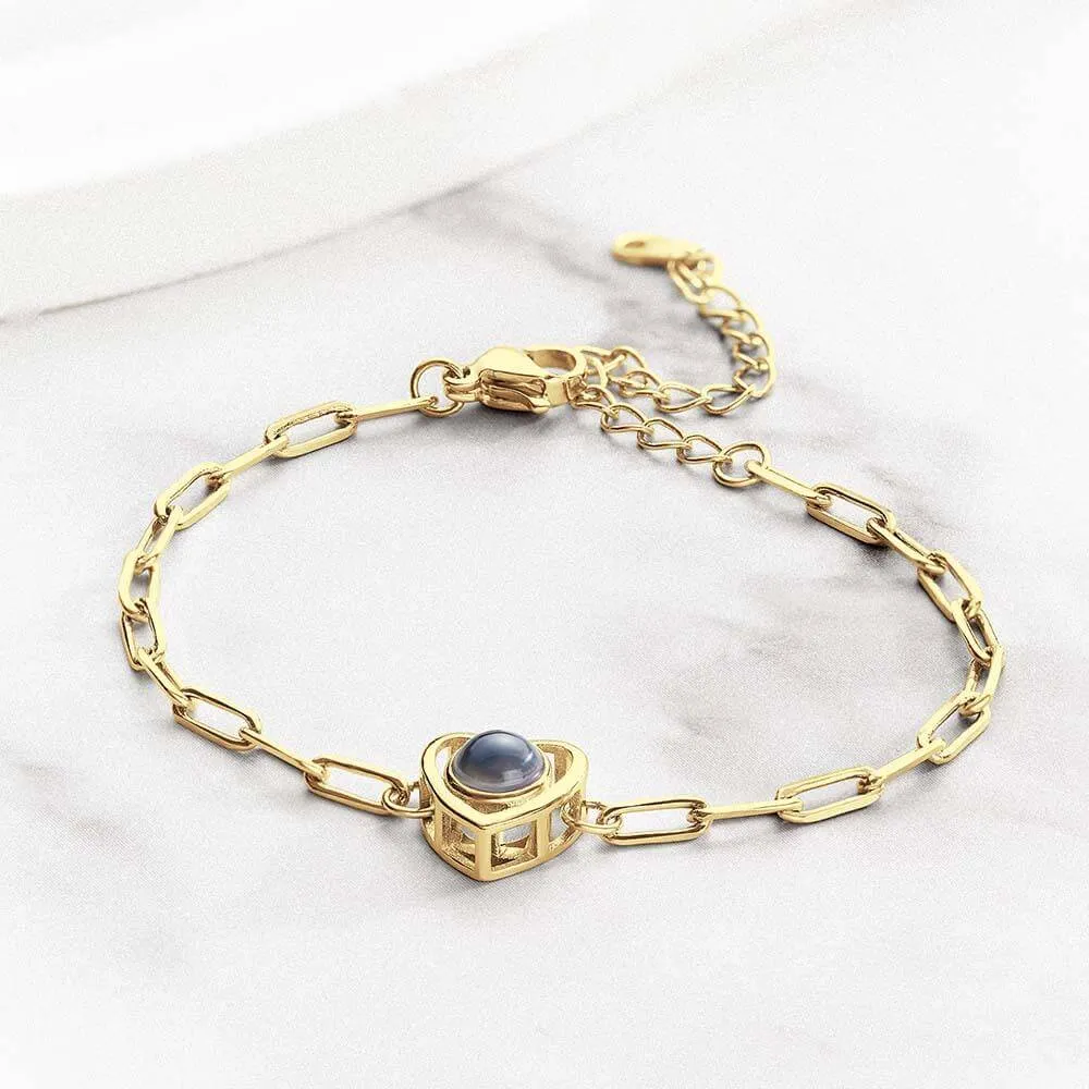 Custom Adjustable Heart Shaped Photo Projection Bracelet