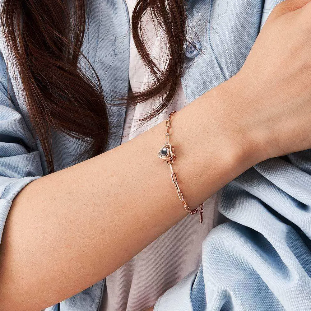 Custom Adjustable Heart Shaped Photo Projection Bracelet