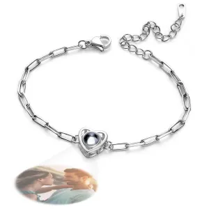 Custom Adjustable Heart Shaped Photo Projection Bracelet