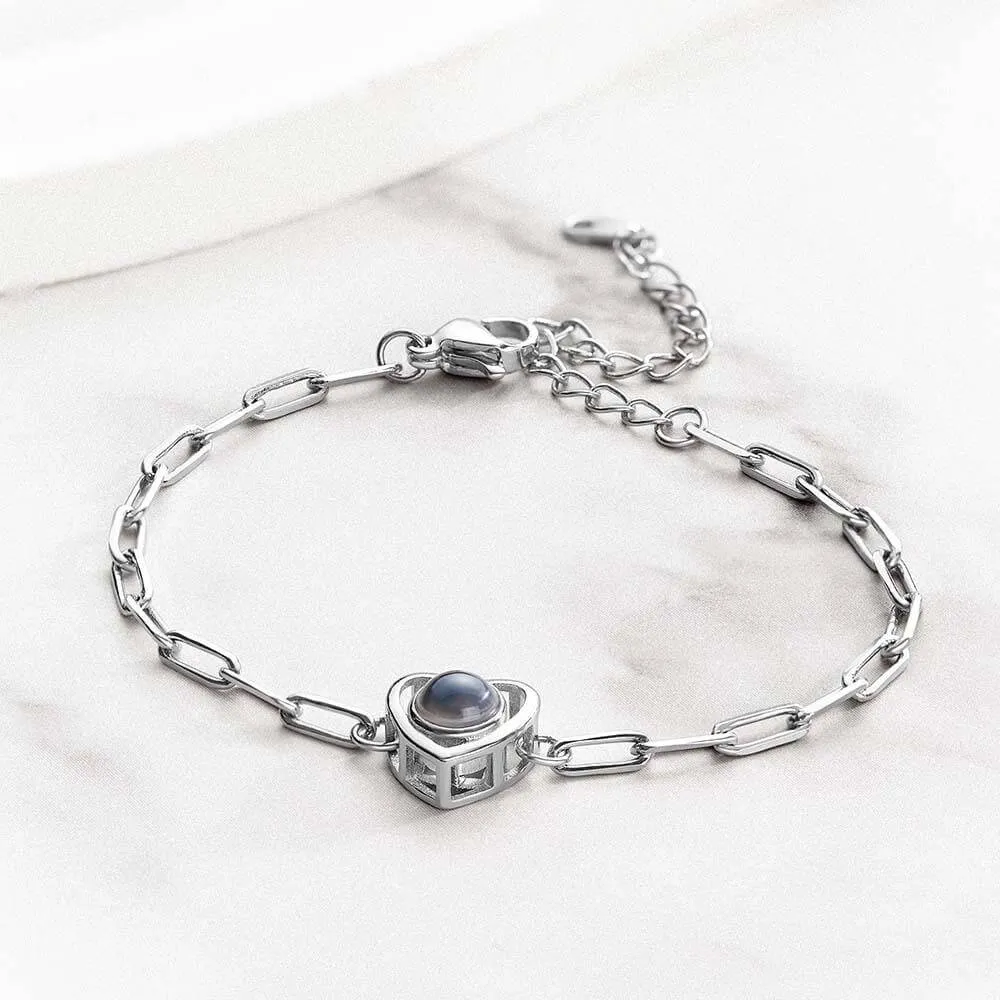 Custom Adjustable Heart Shaped Photo Projection Bracelet