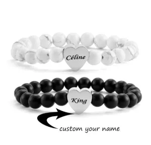 Custom Beaded Bracelet - Personalized Name Bracelet for Men Women - Gift for Him Dad Husband Boyfriend - Fathers Day Christmas Birthday ID Bracelet