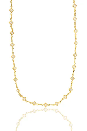 Diamond Frame Pearl Infinity Link Necklace (H265/I292B)
