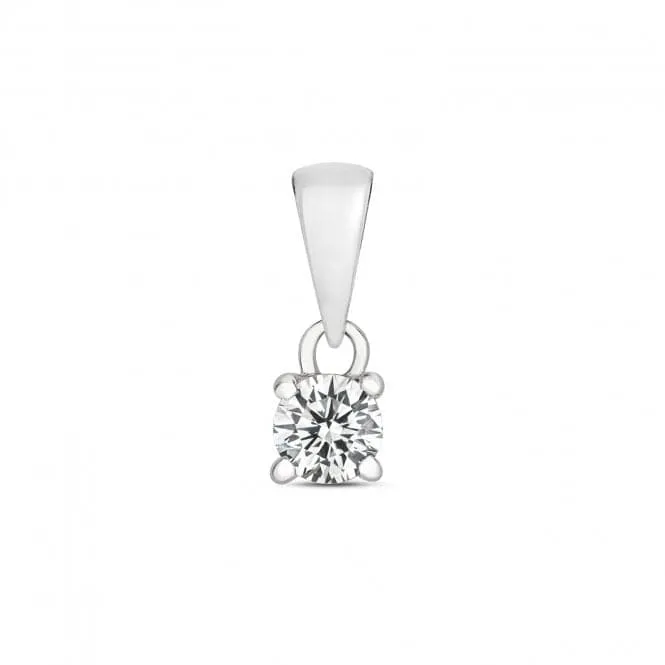 Diamond Jewellery 9ct White Gold Diamond 4 Claw Pendant PD302W