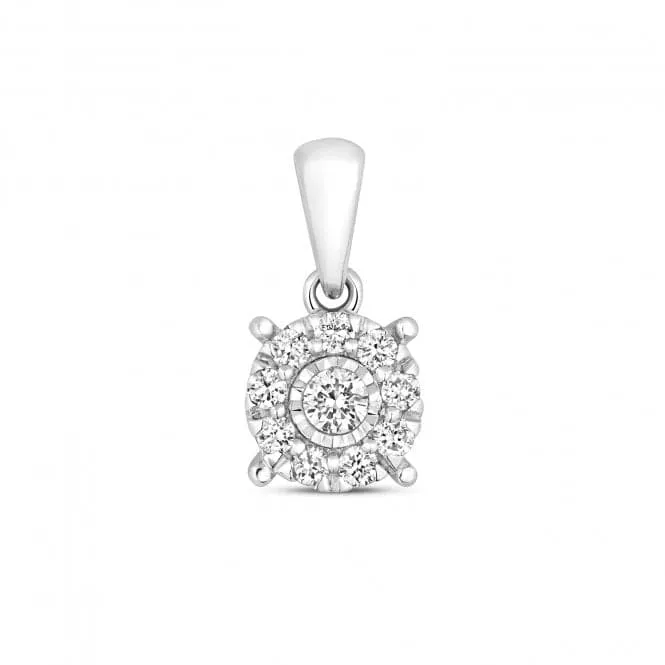 Diamond Jewellery 9ct White Gold Diamond Brilliant Illusion Pendant PD177W