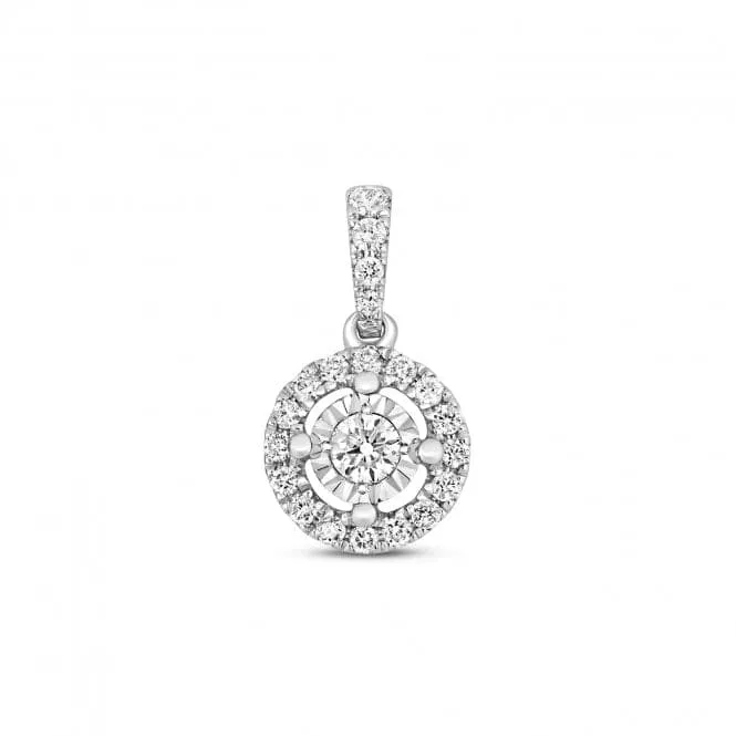 Diamond Jewellery 9ct White Gold Diamond Illusion Pendant PD158W