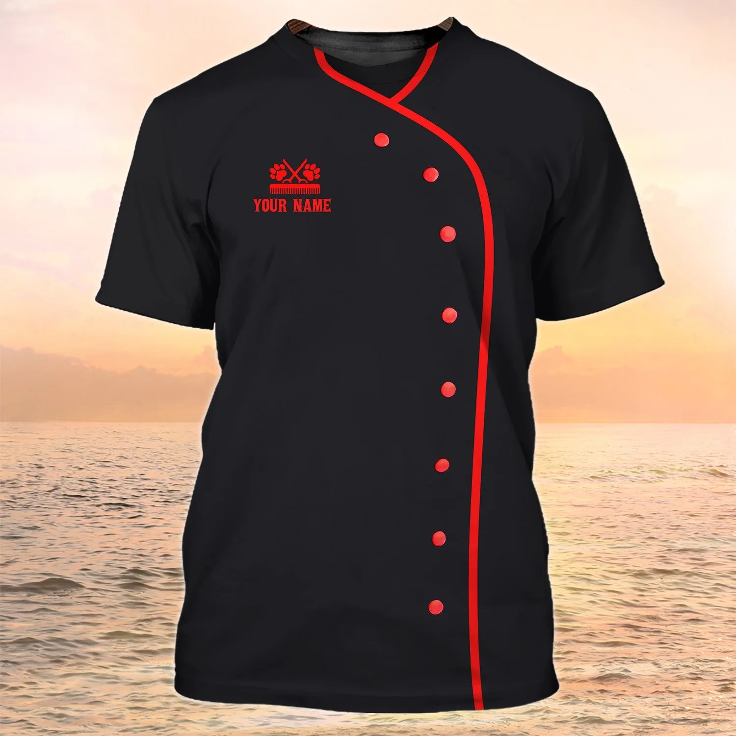 Dog Groomer Custom Shirts Grooming Uniform Salon Pet Personalized Name 3D Tshirt