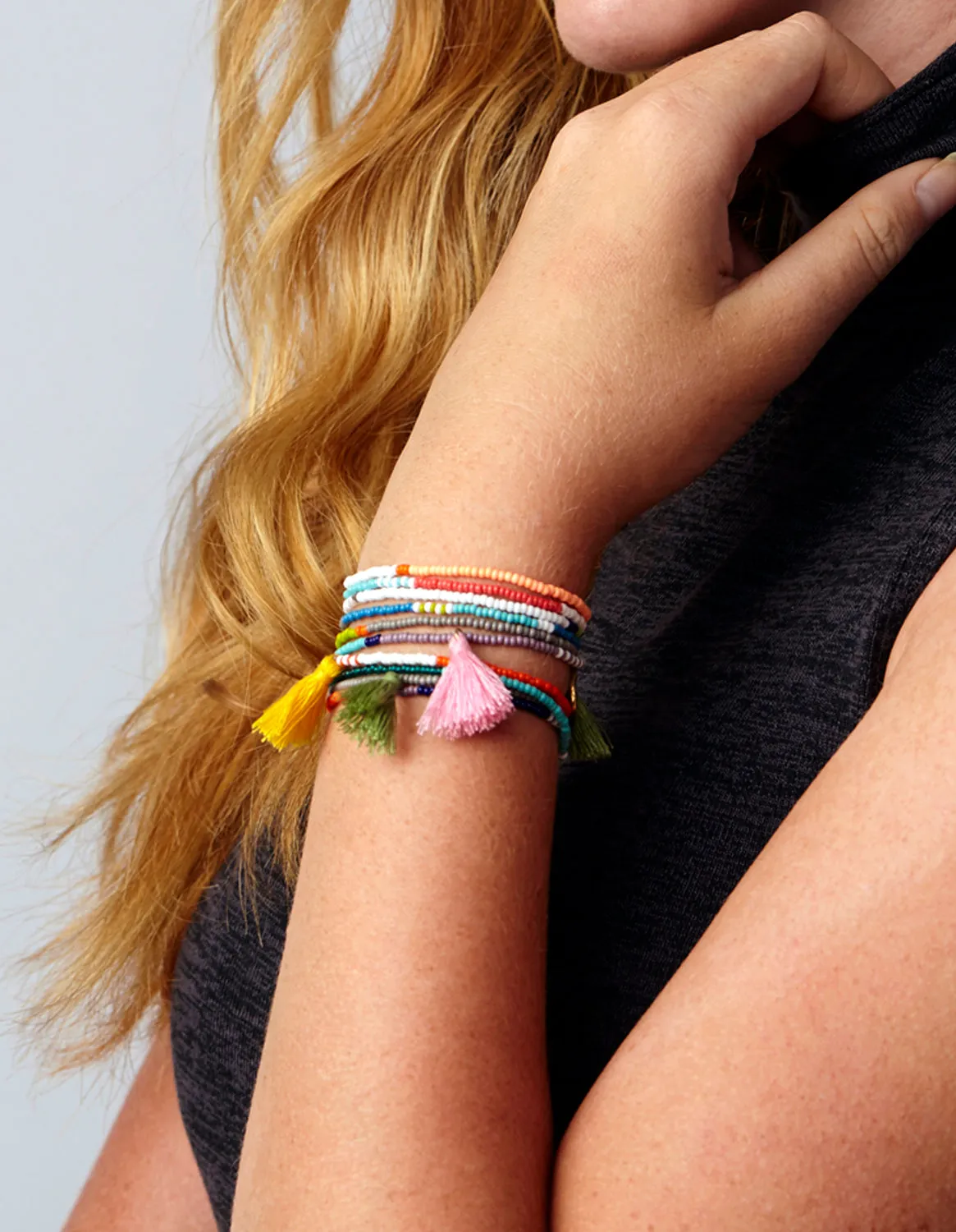 Elastic Tassel Wrap Bracelet - ORANGE