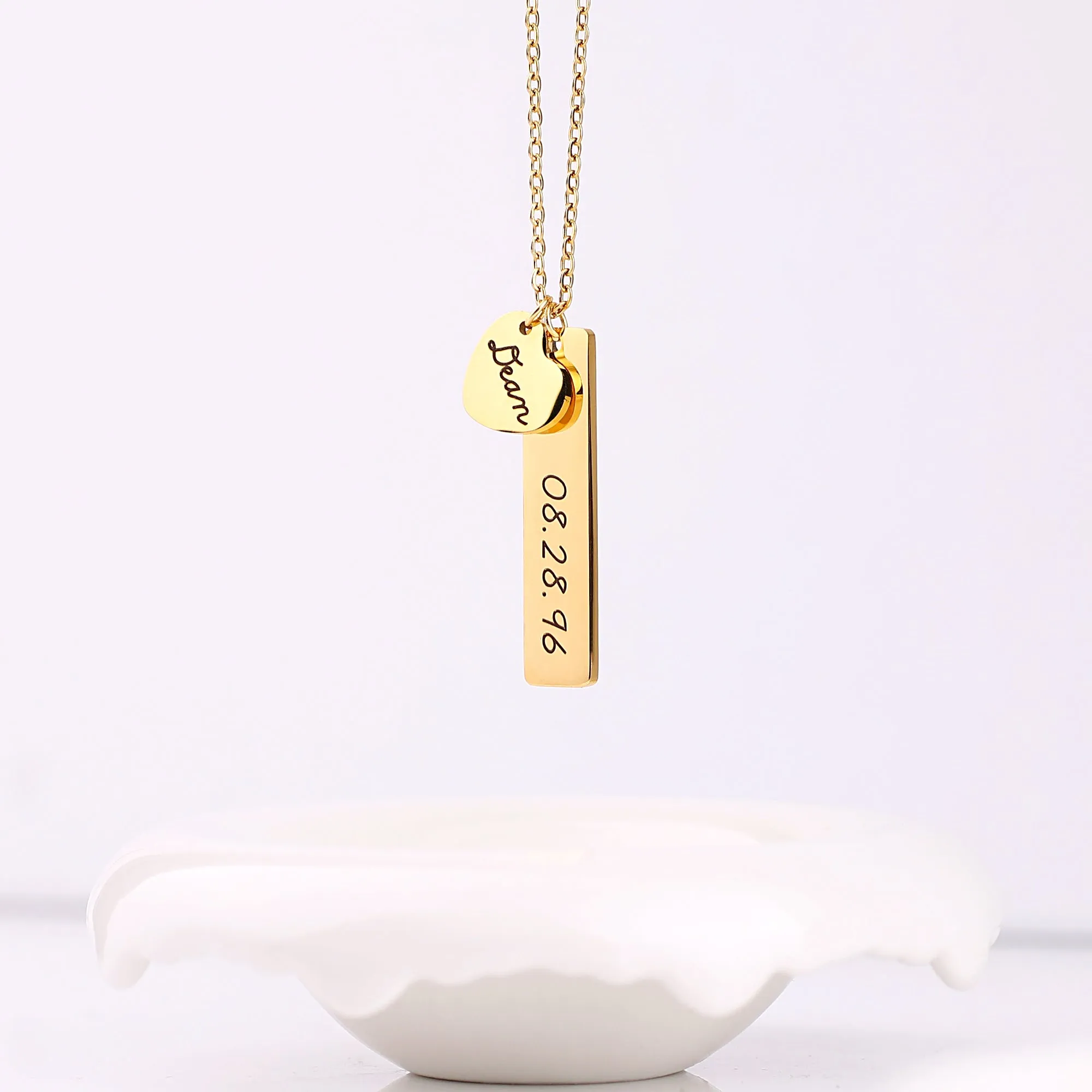 Engraved Heart Pendant Necklace • Best Friend Gift