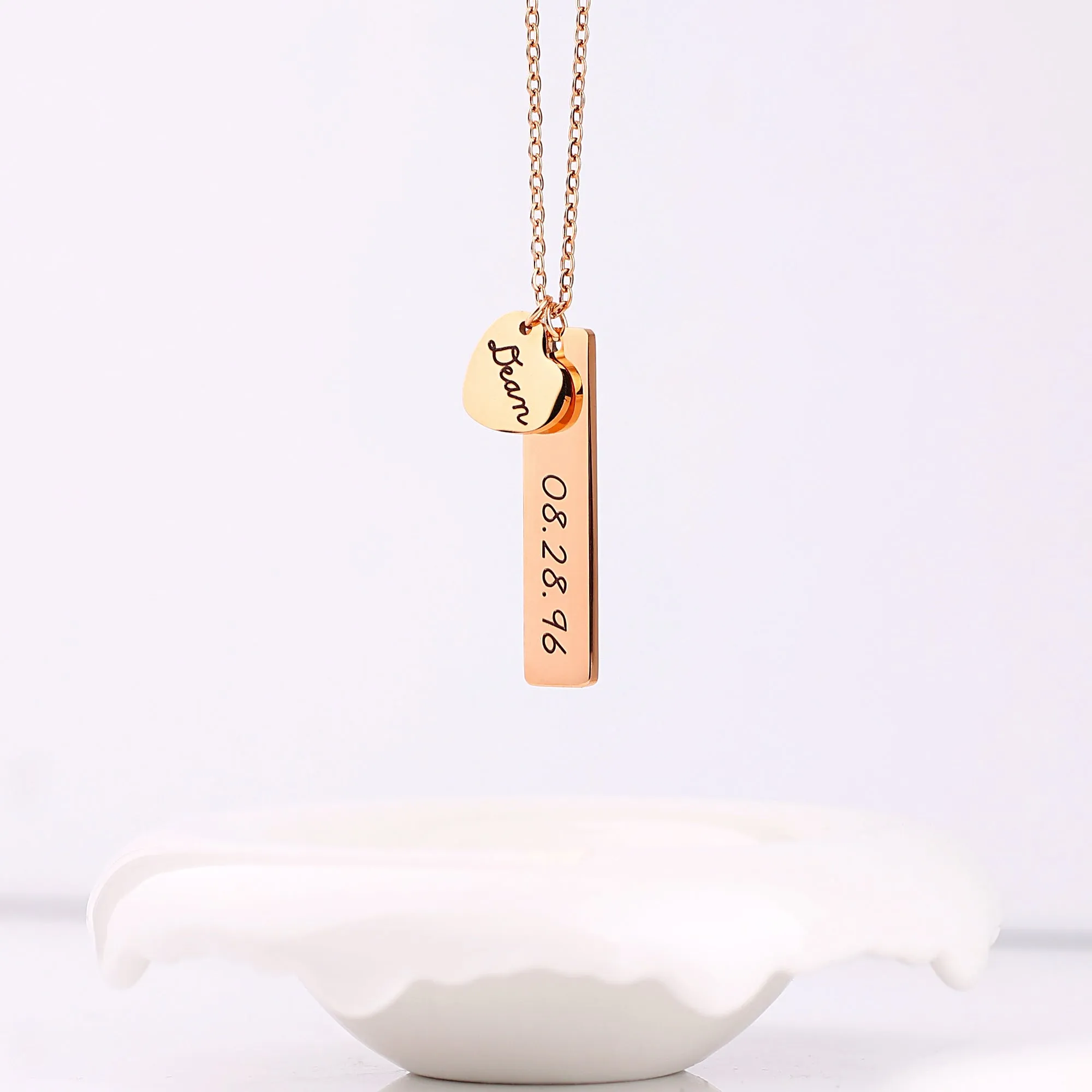 Engraved Heart Pendant Necklace • Best Friend Gift