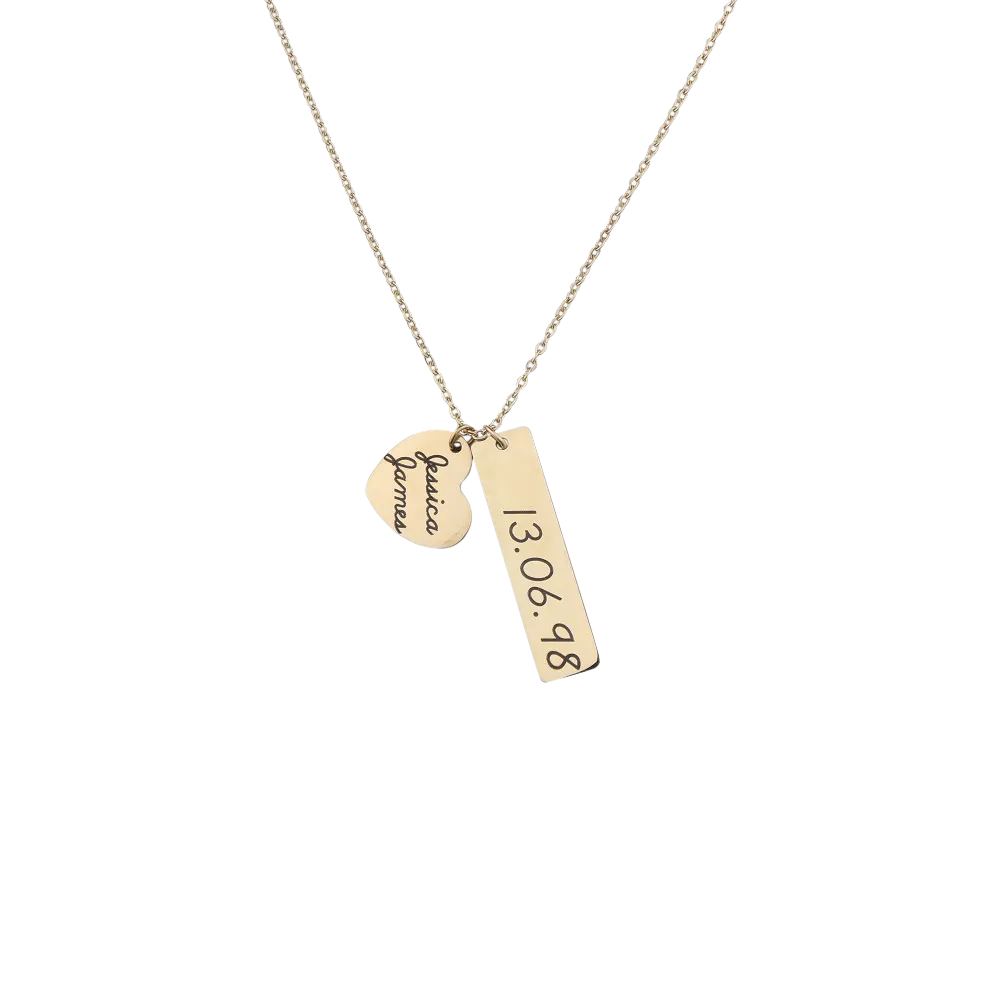 Engraved Heart Pendant Necklace • Best Friend Gift