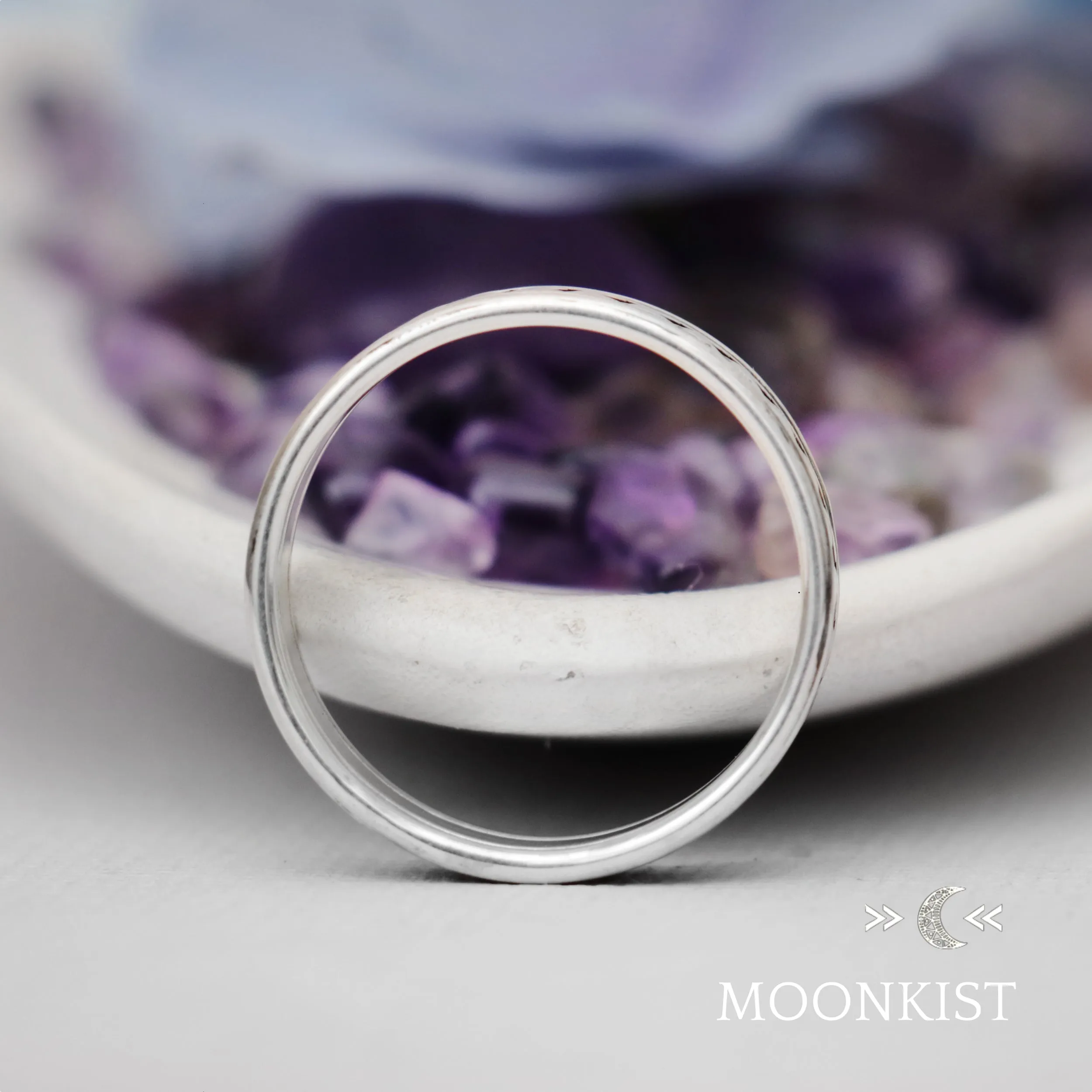 Engraved Sterling Silver Geometric Mens Wedding Band | Moonkist Designs