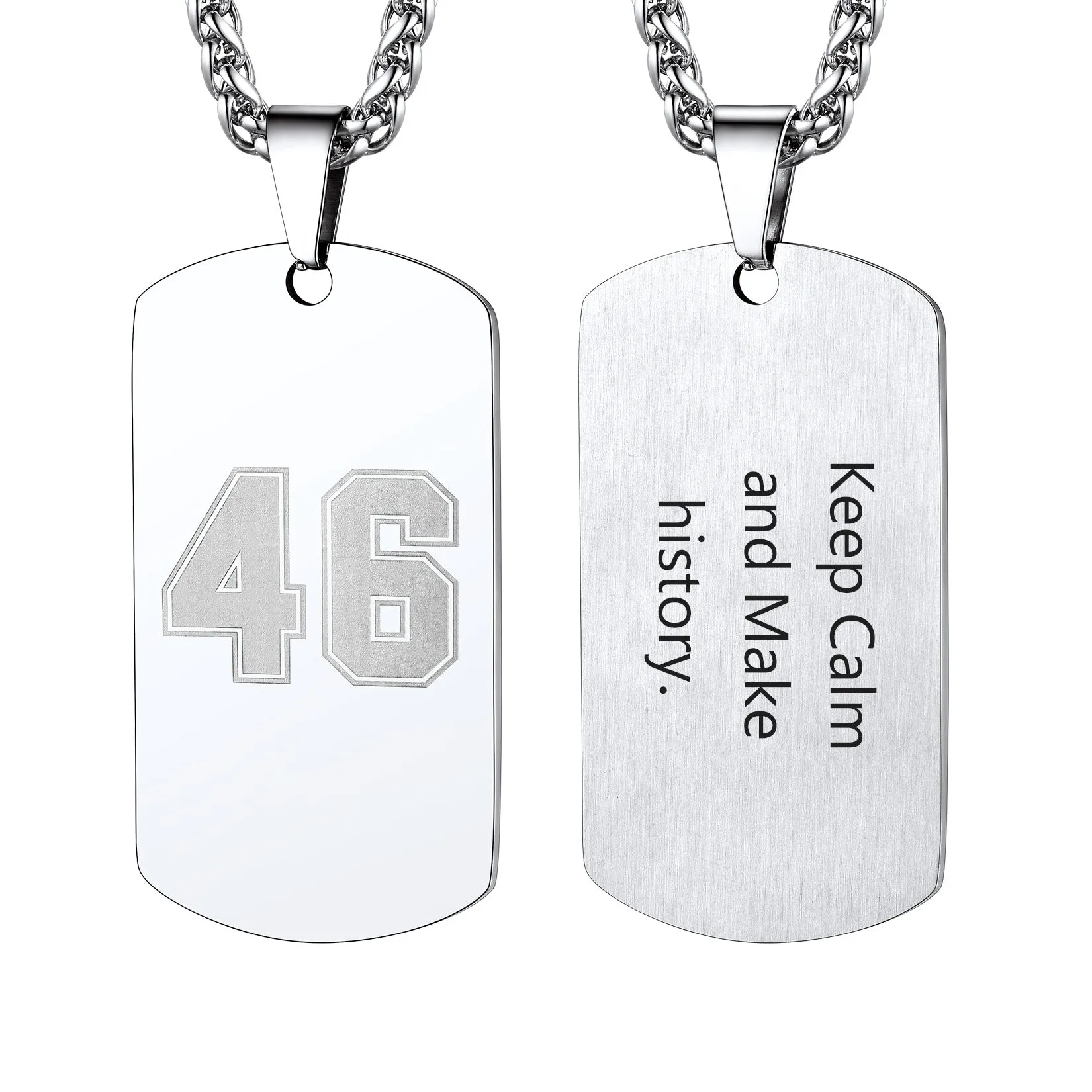 Engraved Text Military Dog Tag Necklace For Men