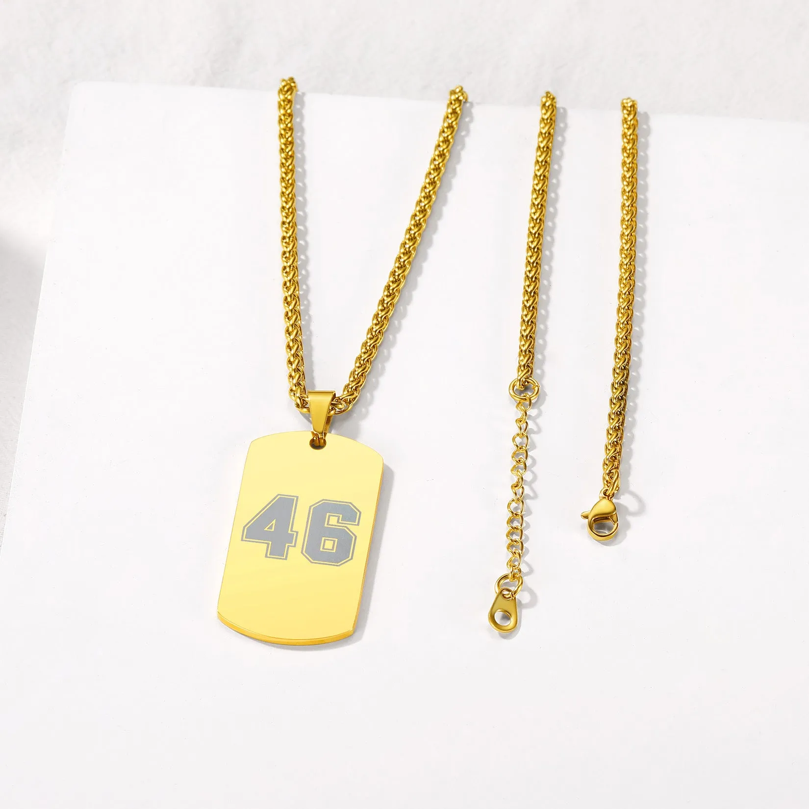 Engraved Text Military Dog Tag Necklace For Men