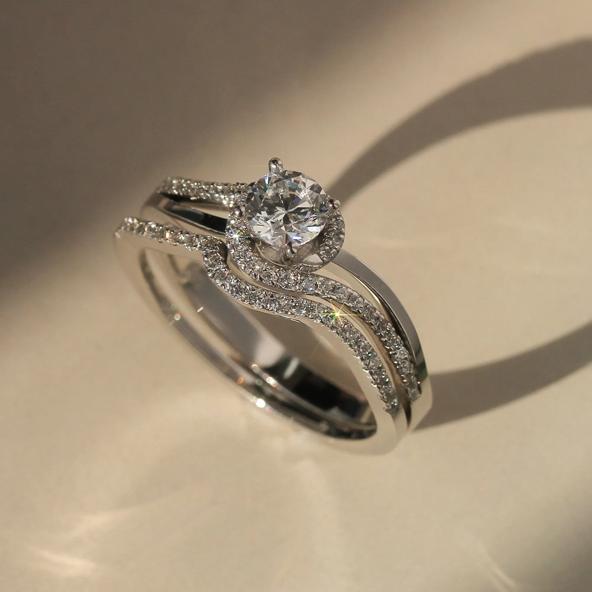 Eternal Embrace White Gold Infinity Set, 0.5 CT