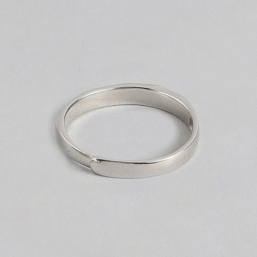 Eternal Infinity Rhodium-Plated 925 Sterling Silver Couple Ring (Adjustable)