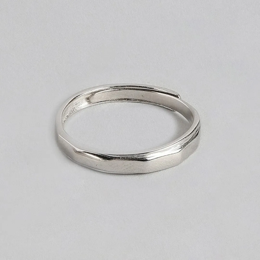 Eternal Infinity Rhodium-Plated 925 Sterling Silver Couple Ring (Adjustable)