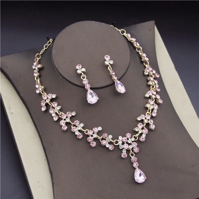 Fashion Bridal Jewelry Earring Necklace Set Rhinestone Crystal Wedding Set