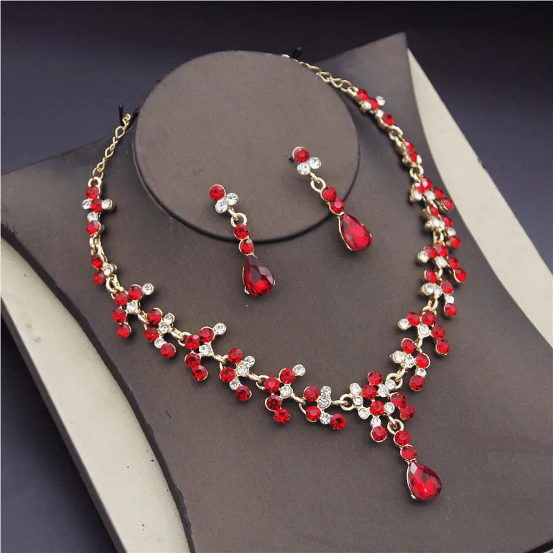 Fashion Bridal Jewelry Earring Necklace Set Rhinestone Crystal Wedding Set