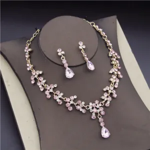 Fashion Bridal Jewelry Earring Necklace Set Rhinestone Crystal Wedding Set