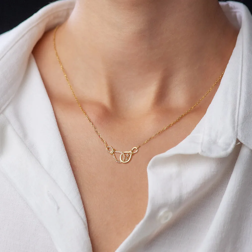 Fashion Chain Double Knot Necklace with Diamonds