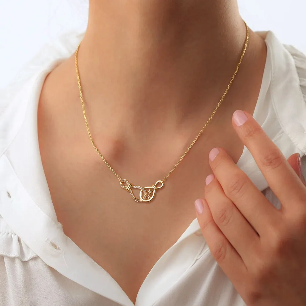 Fashion Chain Double Knot Necklace with Diamonds