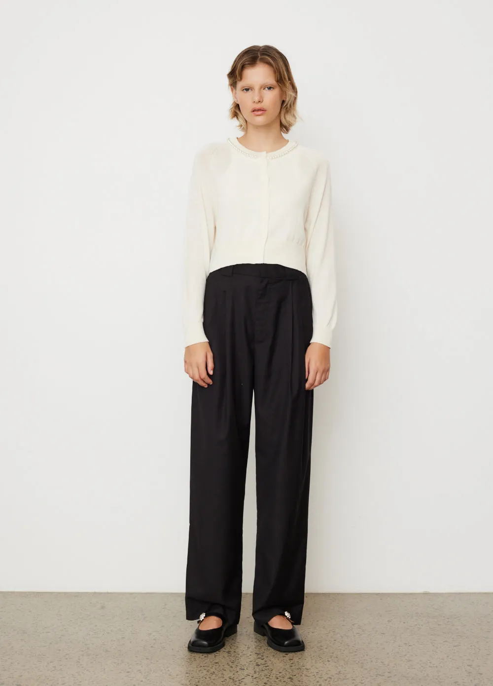 Fitted Cropped Cardigan With Embellishments
