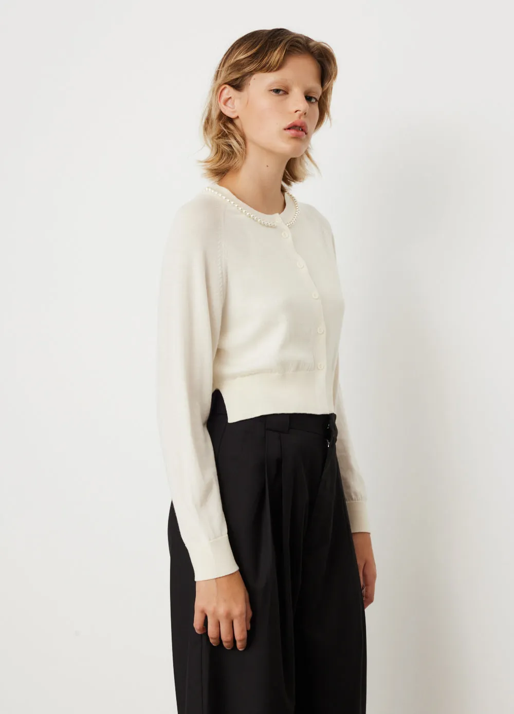 Fitted Cropped Cardigan With Embellishments