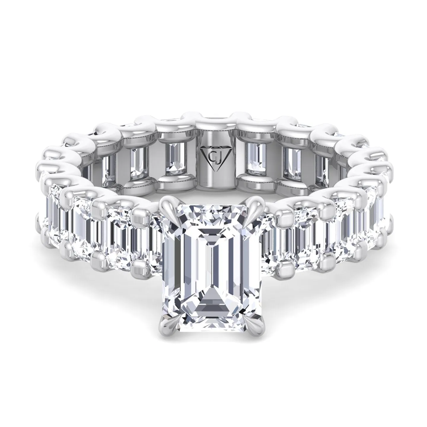 Gemini - 6 Carat Emerald Cut Diamond Eternity Engagement Ring (U-Prong Setting)