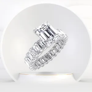 Gemini - 6 Carat Emerald Cut Diamond Eternity Engagement Ring (U-Prong Setting)